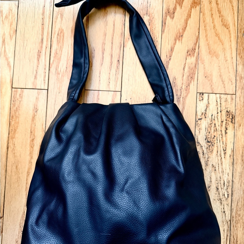 Elegant Zara Black Faux Leather Medium Sized Bag